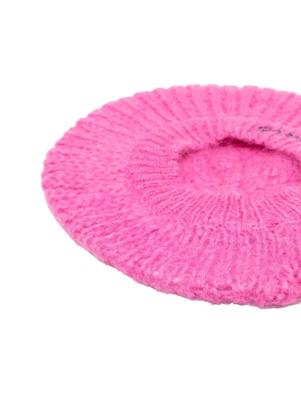 Ganni Mohair-blend Beret in Pink Berry