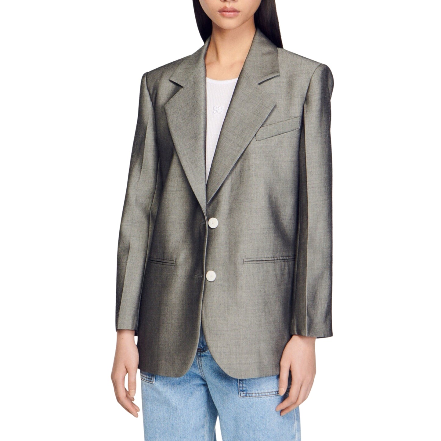 Sandro Grey oversized blazer