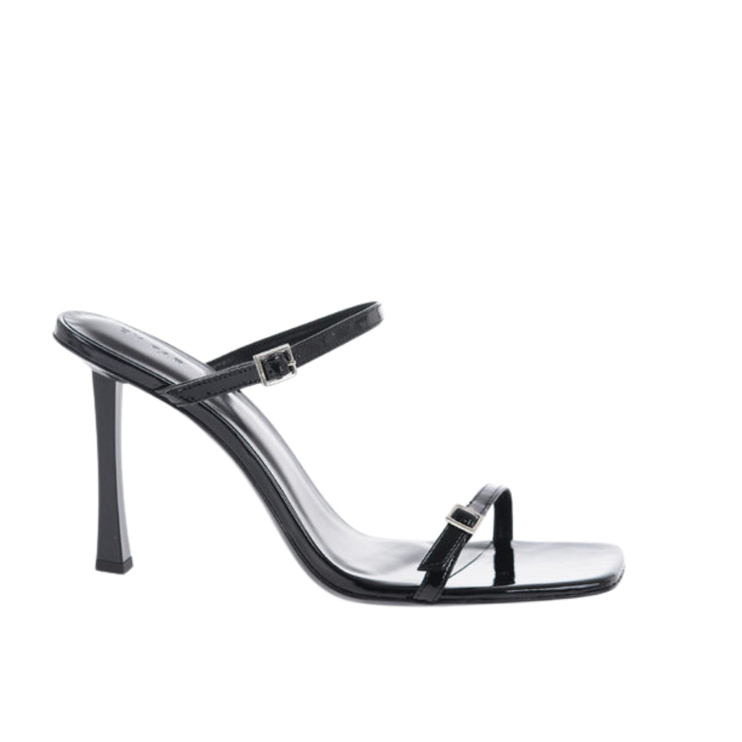 Patent Leather FLICK Double Buckle Sandals with Square Toe