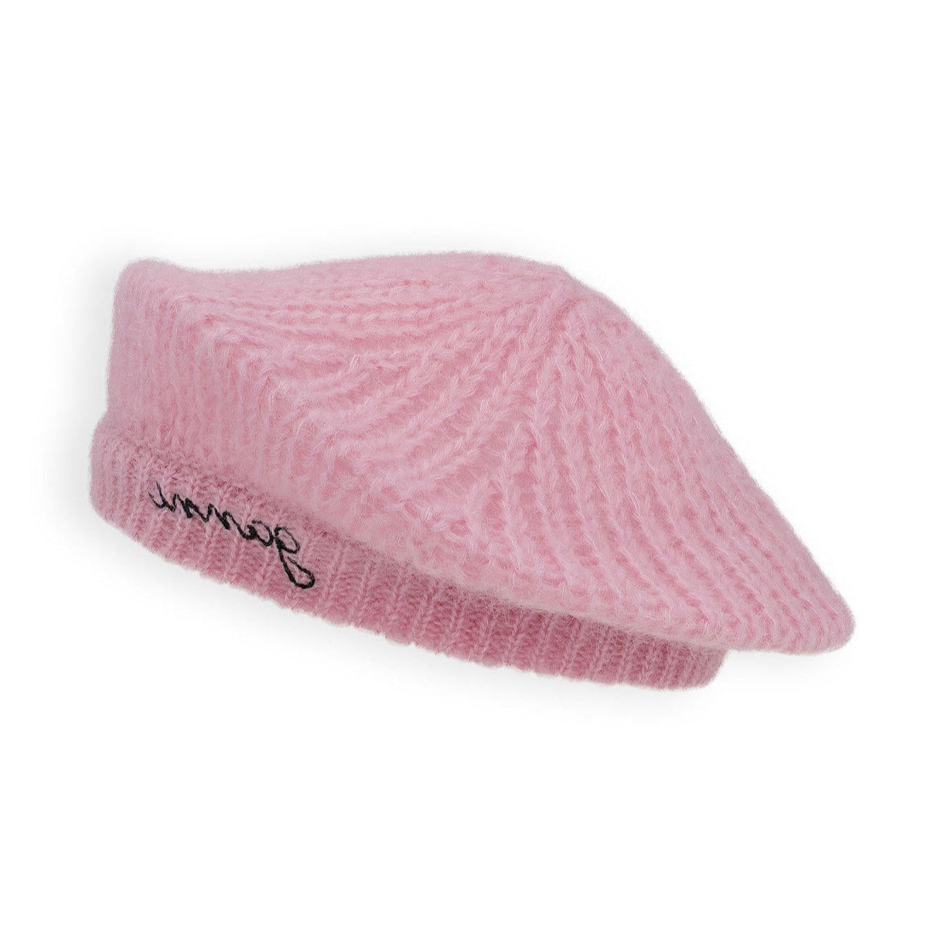 Ganni Mohair-blend Beret in Baby Pink