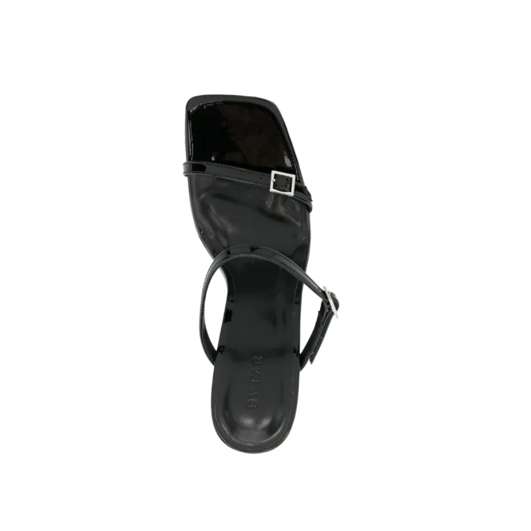 Patent Leather FLICK Double Buckle Sandals with Square Toe