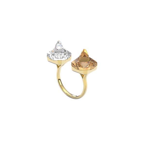 Swarovski
Matrix open ring, Pyramid cut, Yellow, Gold-tone plated