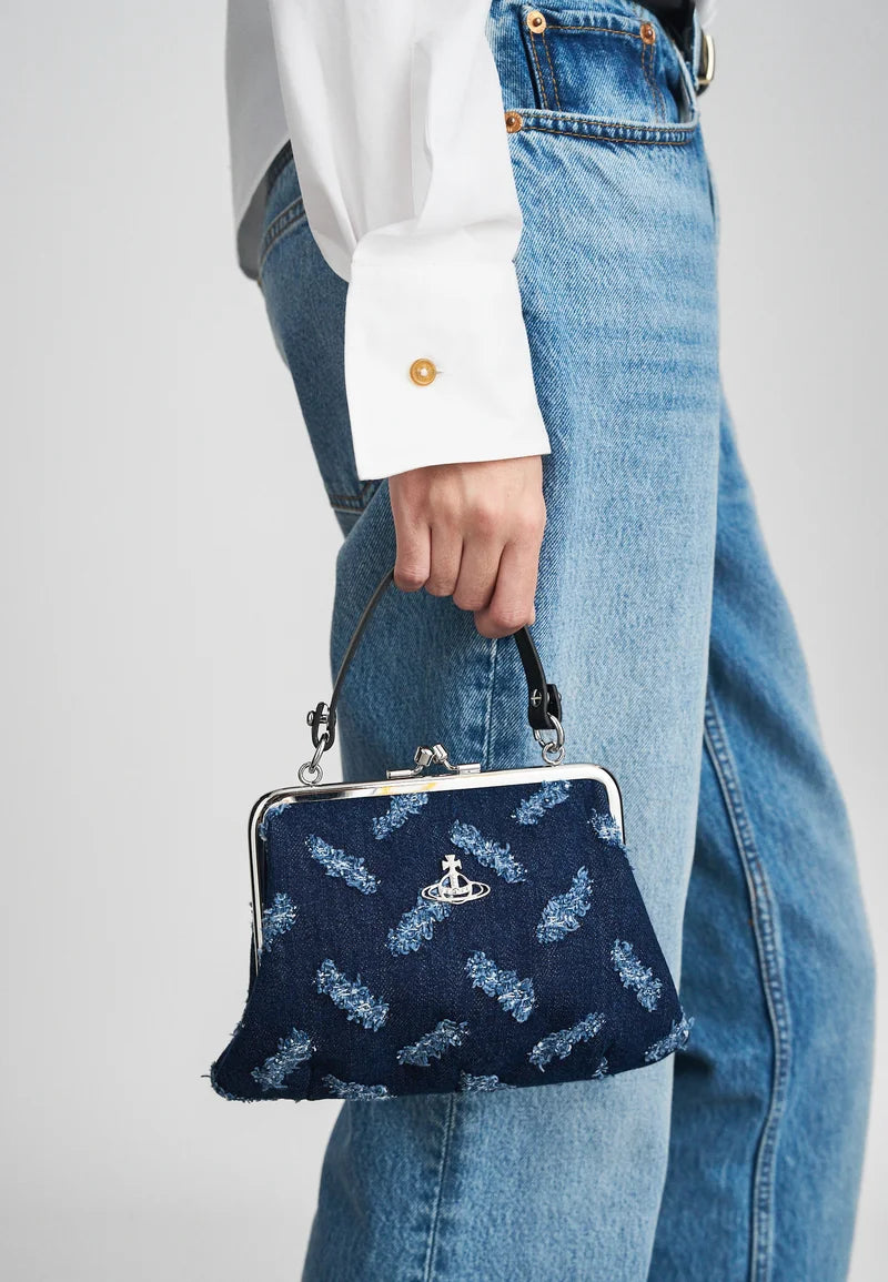 VIVIENNE WESTWOOD GRANNY DENIM FRAME PURSE BAG