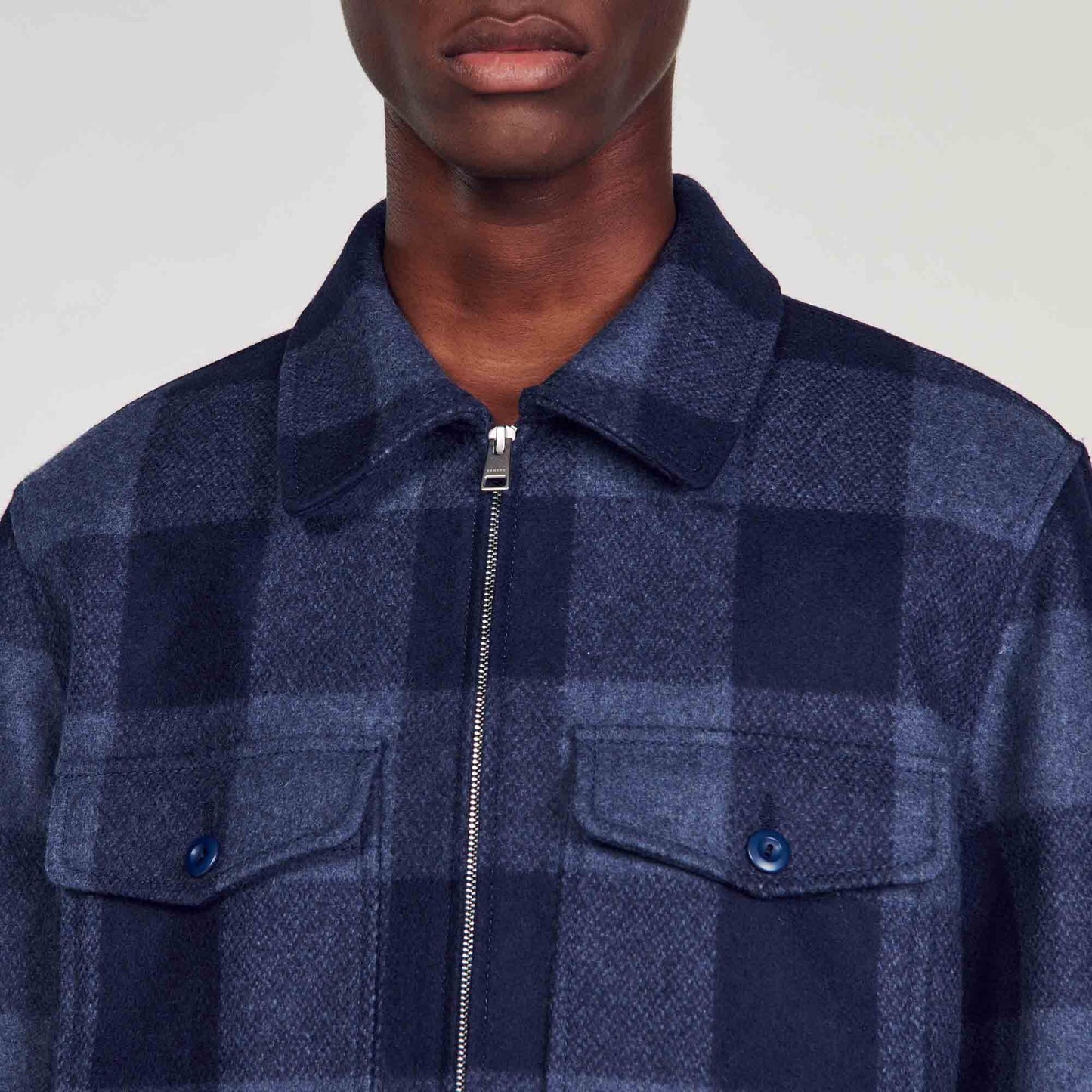 Sandro checked wool-blend felt jacket