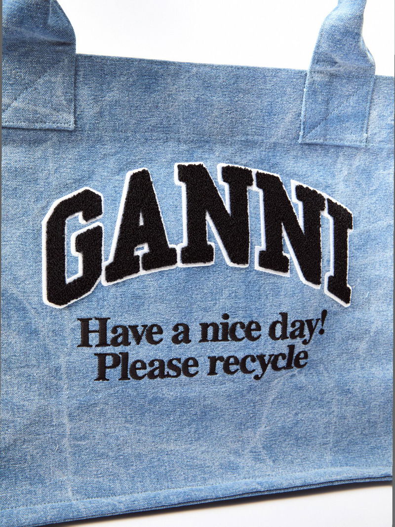 Ganni Large Easy Shopper Washed Tote Bag