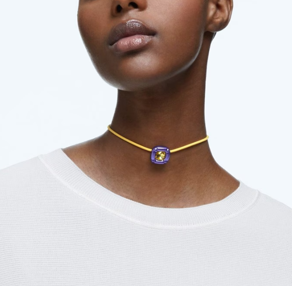 Swarovski Dulcis Yellow/Purple necklace, Cushion cut