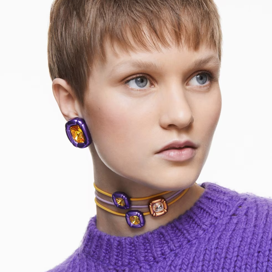 Swarovski Dulcis clip earrings, Purple