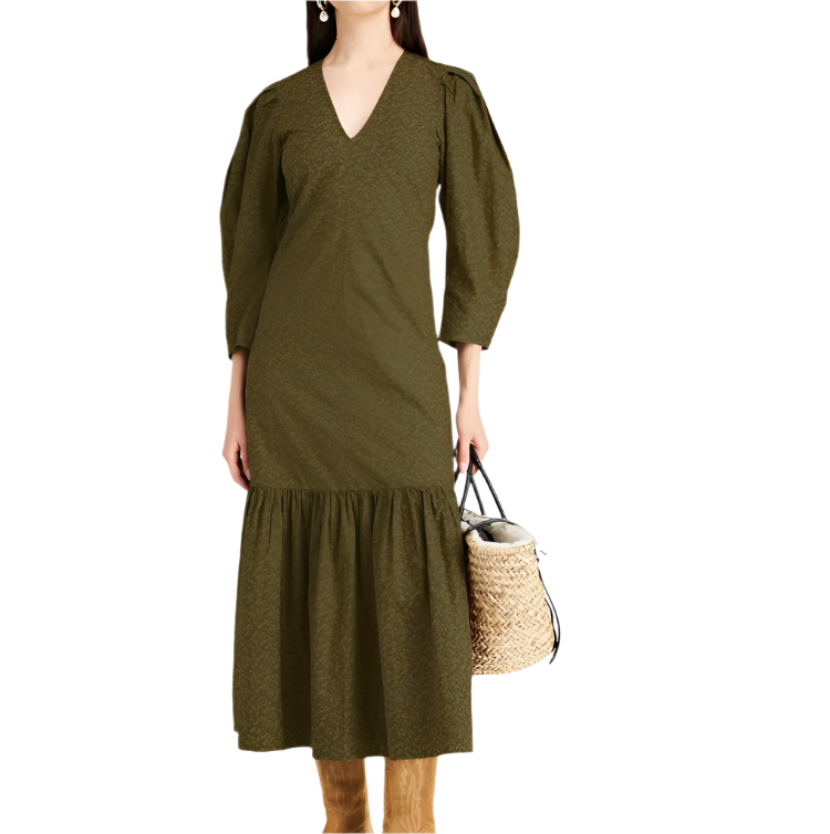 Ganni Floral-Print Cotton-Poplin Midi Dress