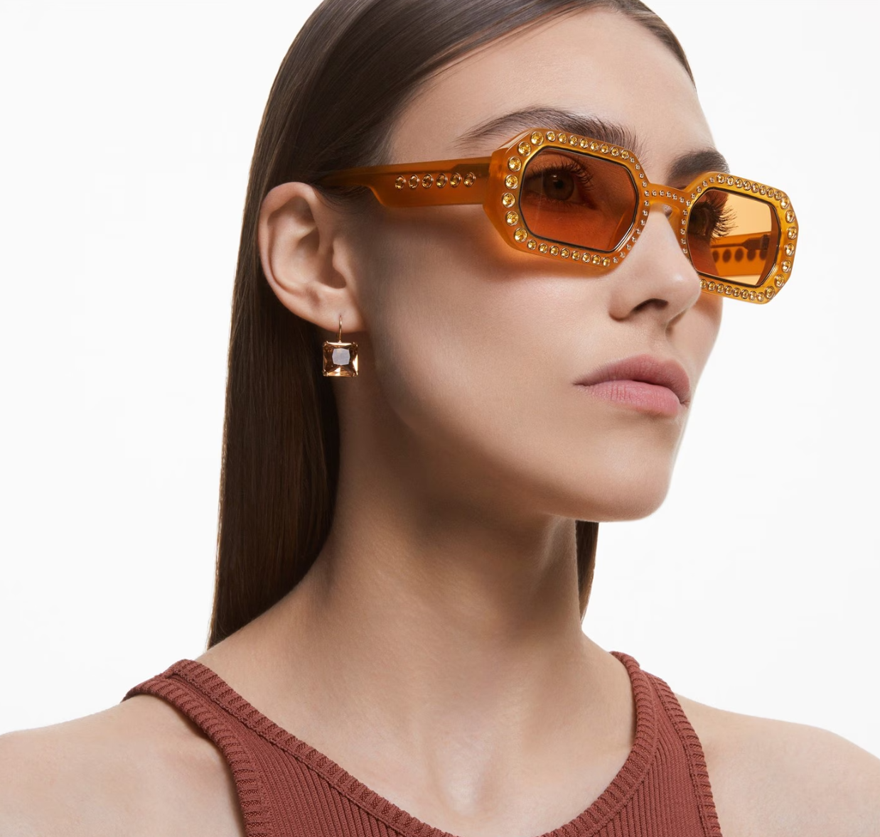Swarovski Octagon Sunglasses in Orange