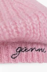 Ganni Mohair-blend Beret in Baby Pink