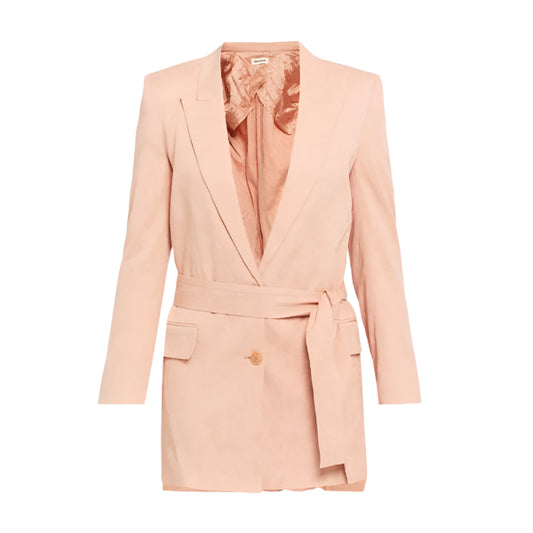 ZADIG & VOLTAIRE Vita Jacquard Belted Blazer In Pink