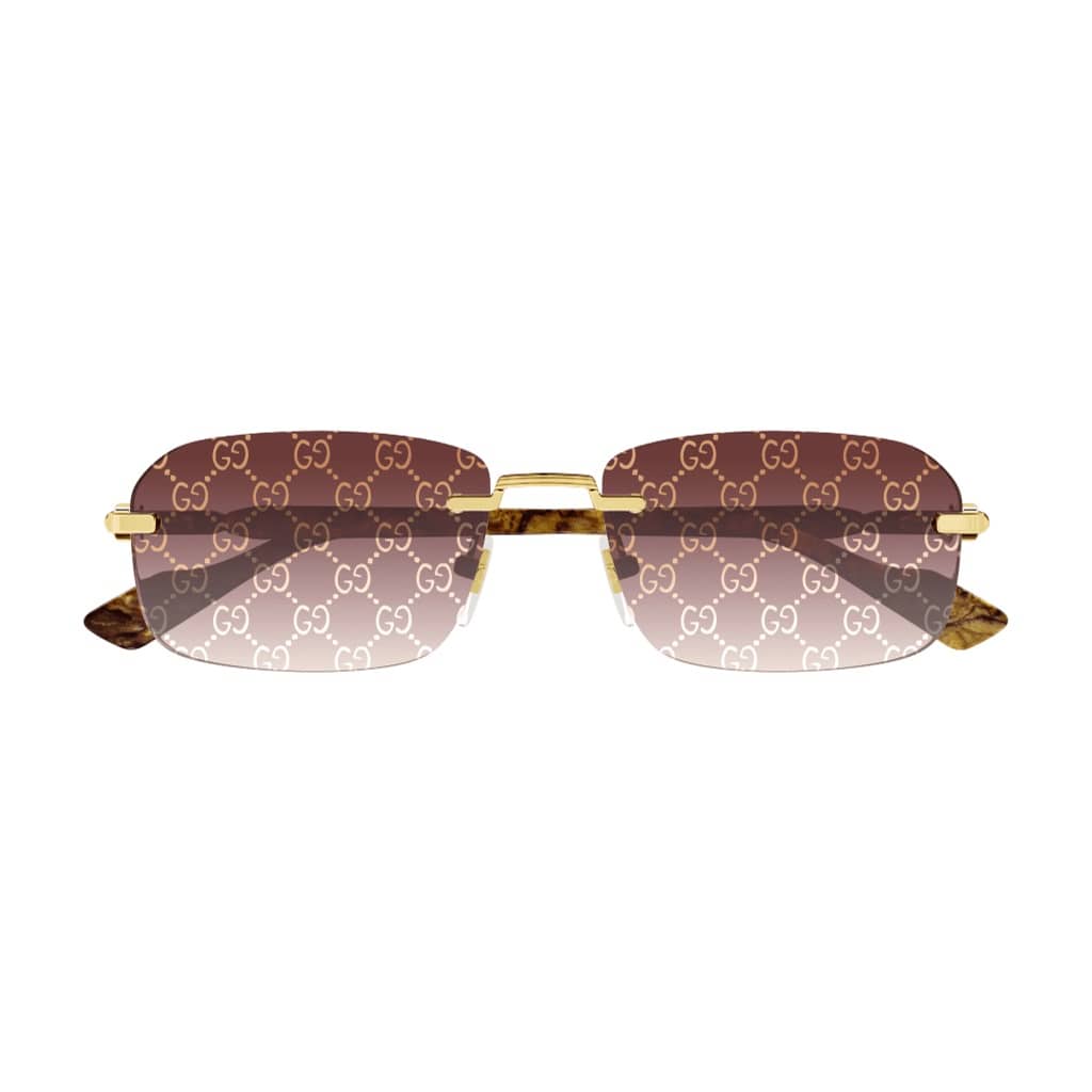 Gucci red logo rectangle sunglasses