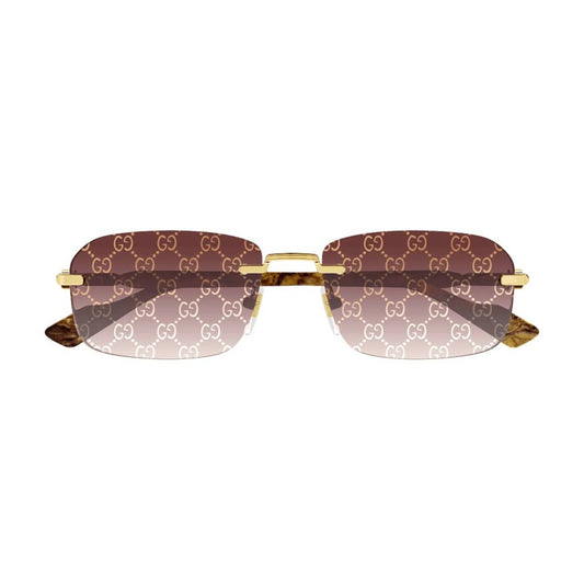 Gucci red logo rectangle sunglasses