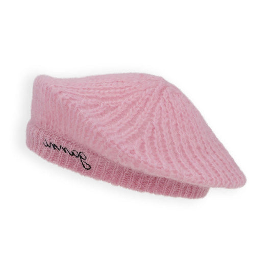 Ganni Mohair-blend Beret in Baby Pink