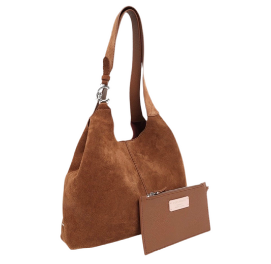 Coccinelle Cognac suede bag