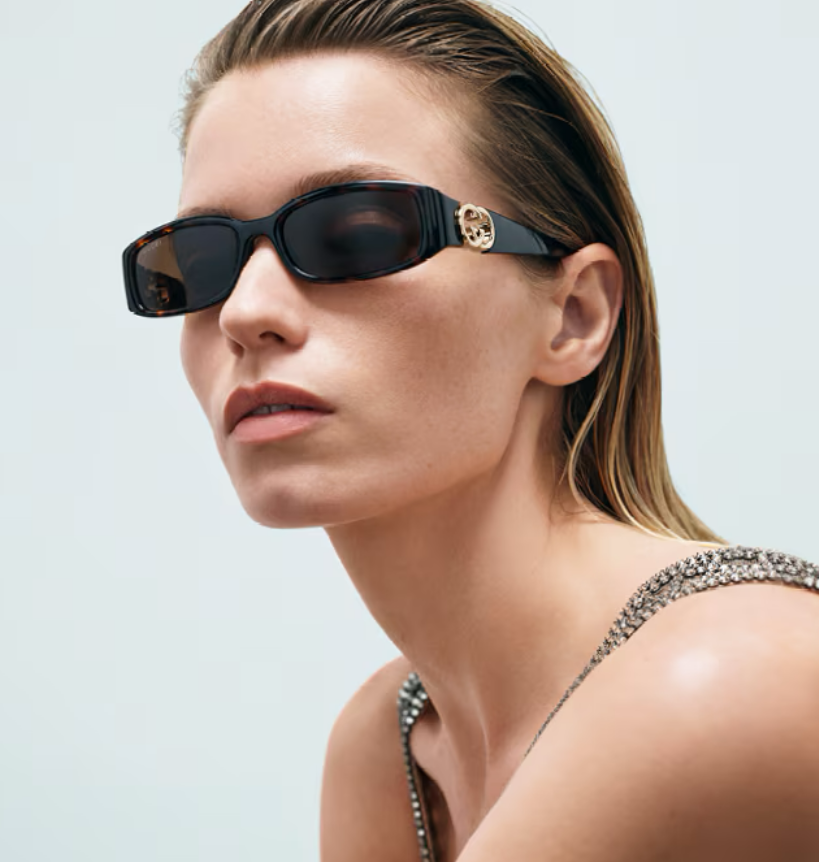 Gucci black rectangle sunglasses