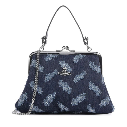 VIVIENNE WESTWOOD GRANNY DENIM FRAME PURSE BAG