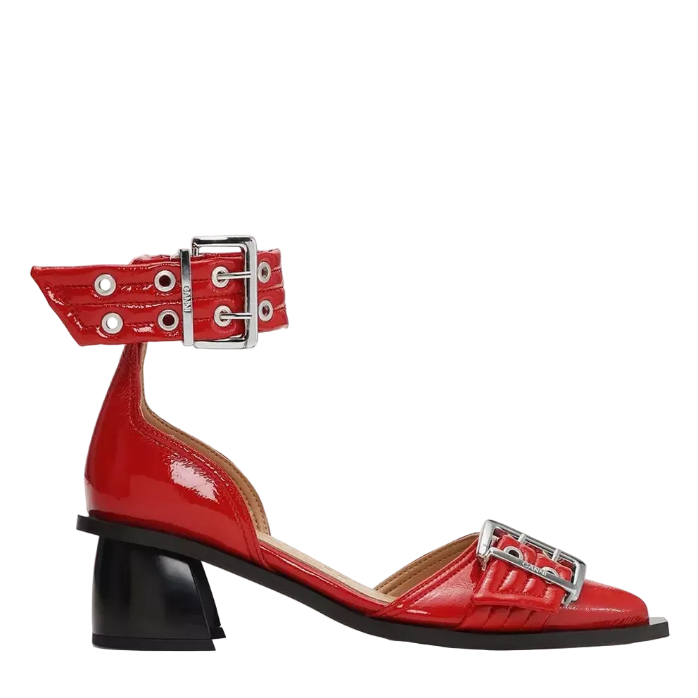 GANNI buckled open cut pumps