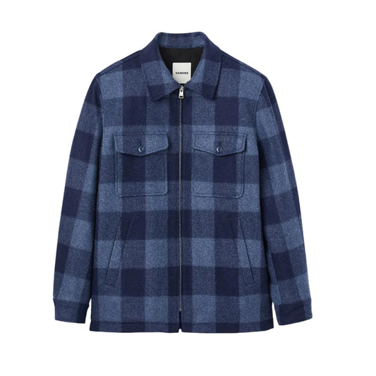 Sandro checked wool-blend felt jacket