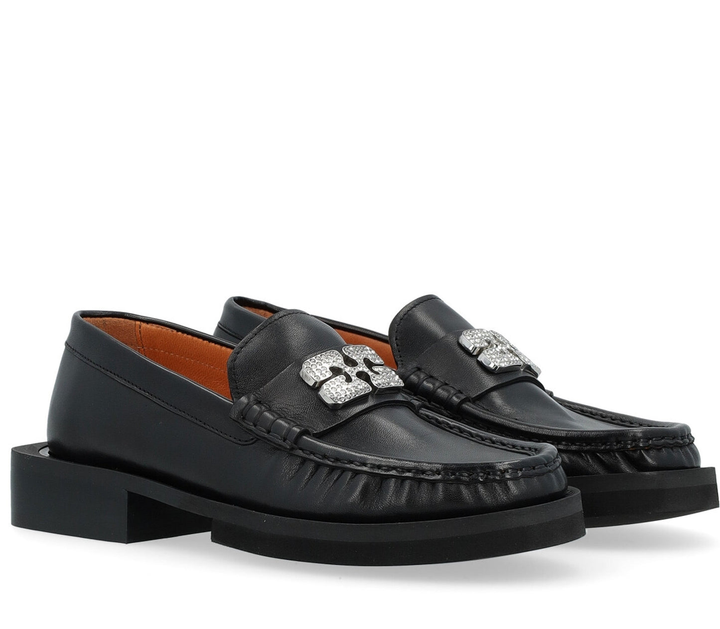 Ganni loafers in leather with metal monogram