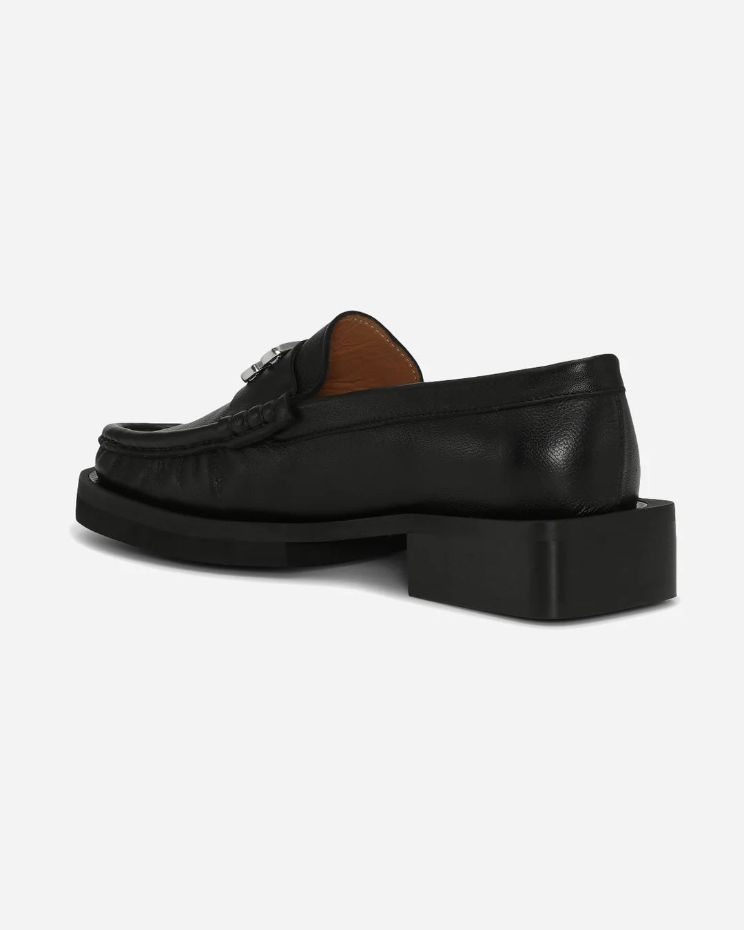 Ganni loafers in leather with metal monogram