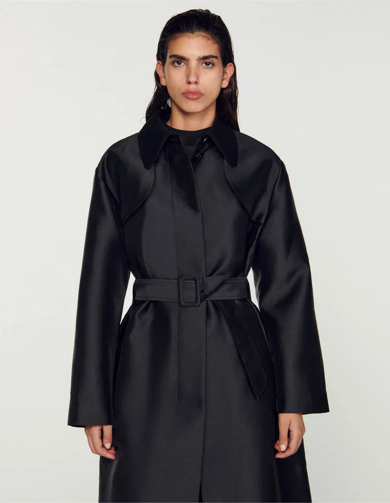 Sandro satin-effect trench coat
