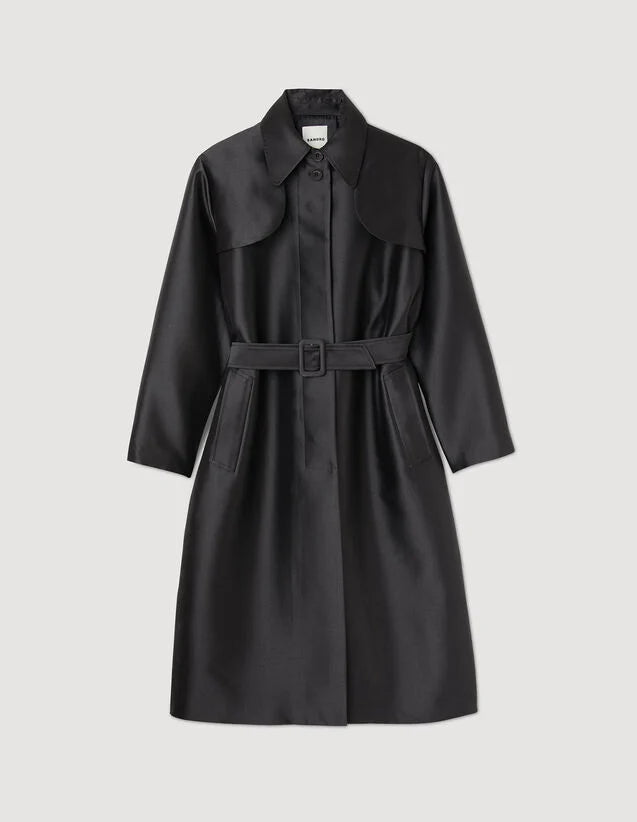 Sandro satin-effect trench coat