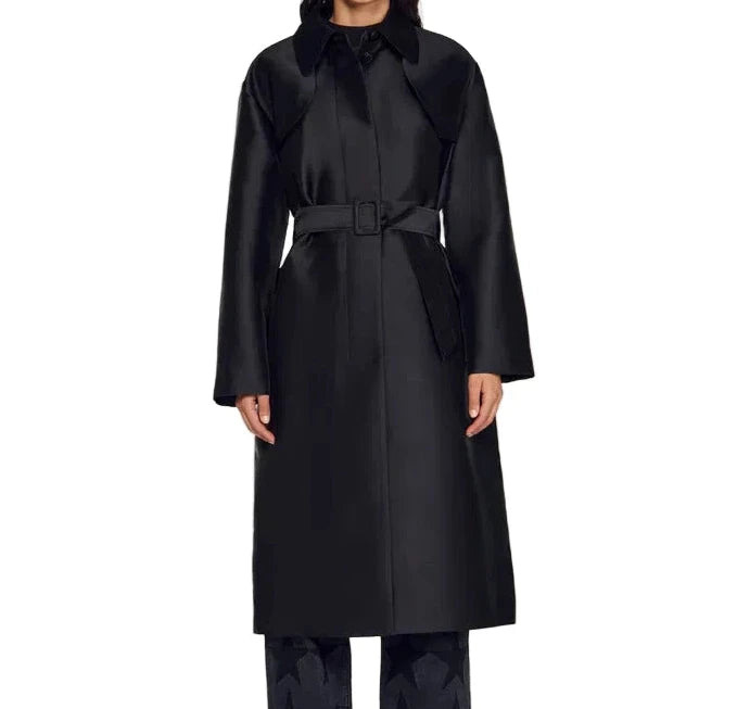 Sandro satin-effect trench coat