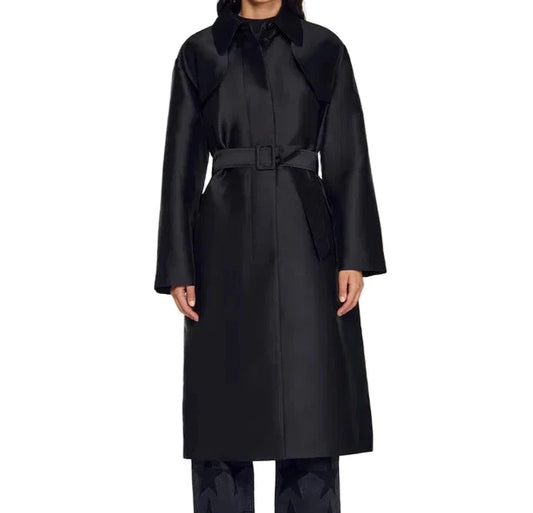Sandro satin-effect trench coat