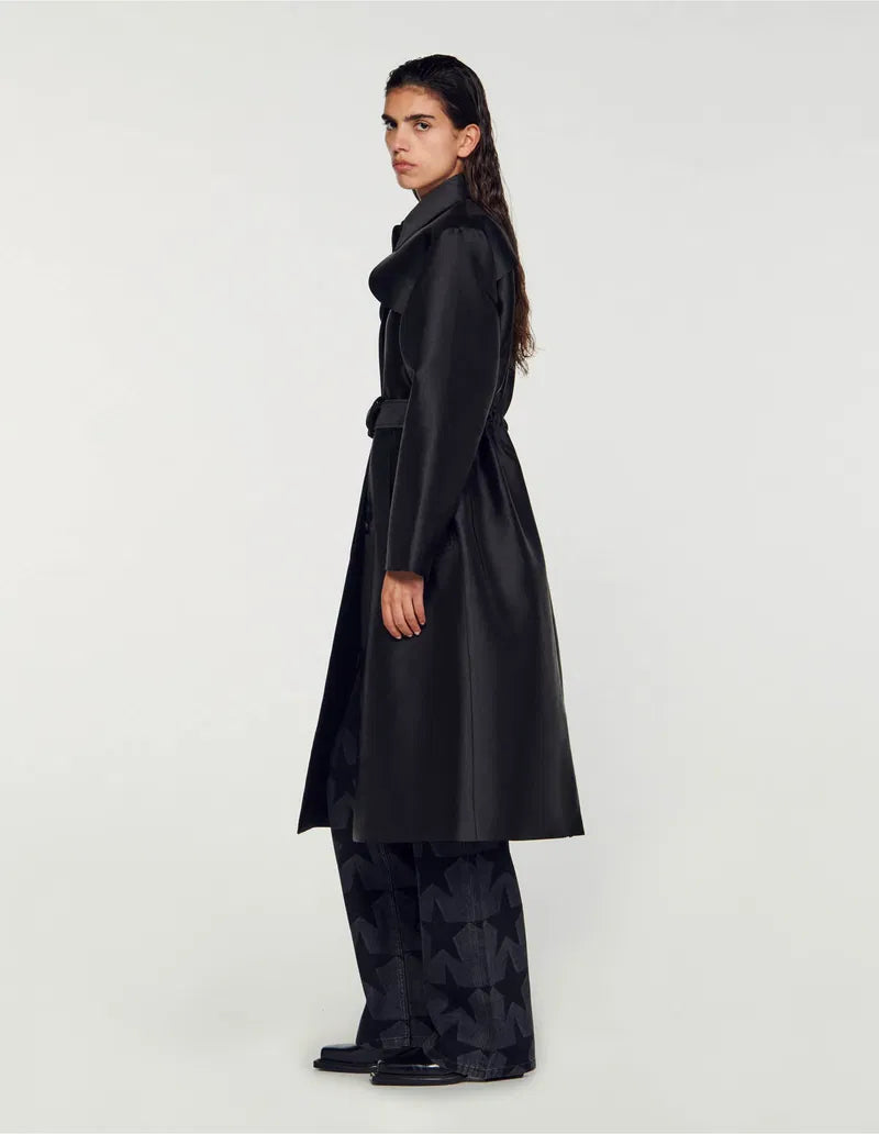 Sandro satin-effect trench coat