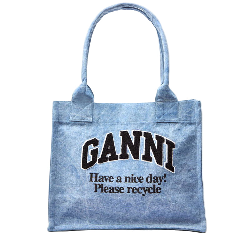 Ganni Large Easy Shopper Washed Tote Bag
