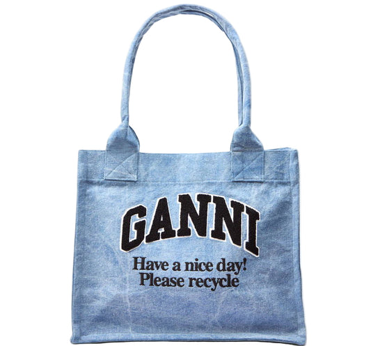Ganni Large Easy Shopper Washed Tote Bag