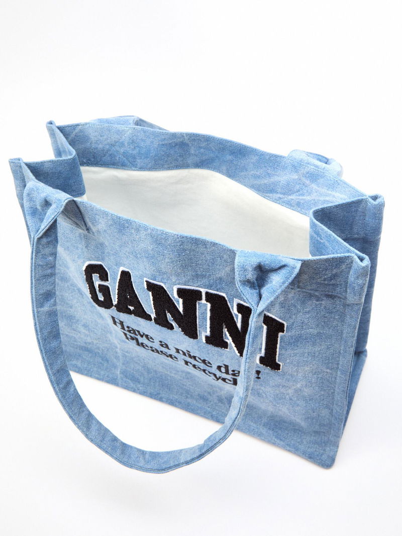 Ganni Large Easy Shopper Washed Tote Bag