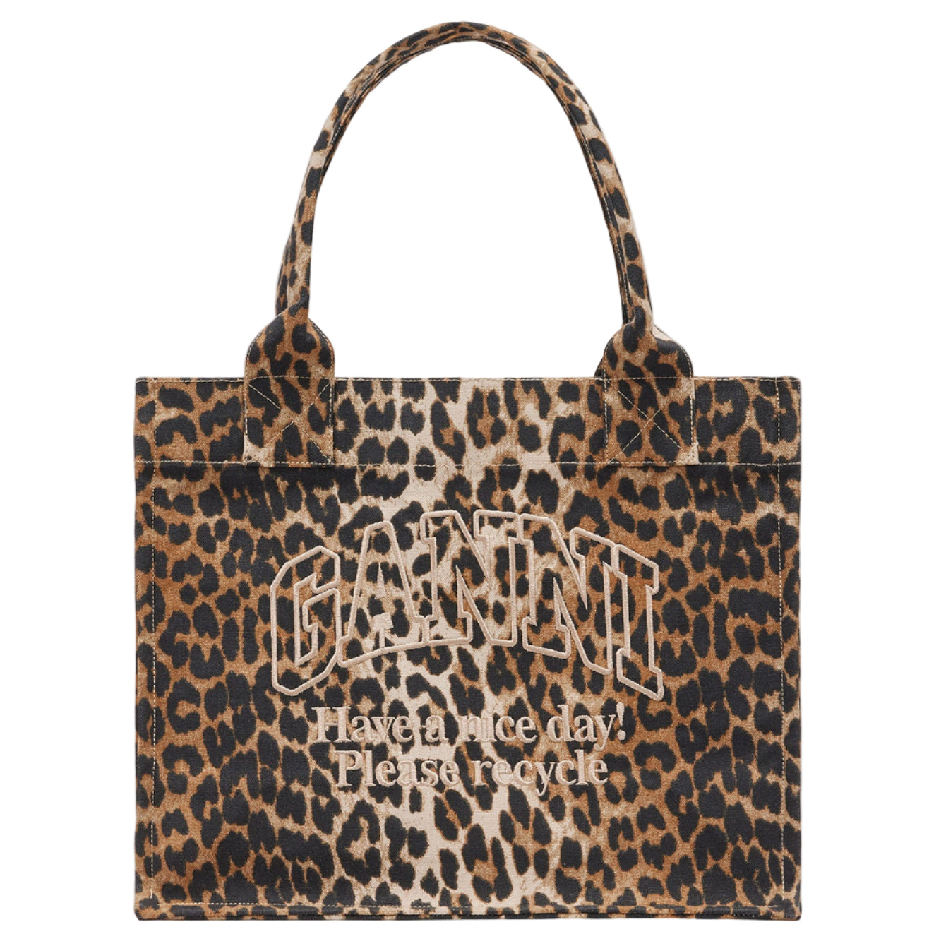 Leopard print Ganni Large Easy Shopper Washed Tote Bag