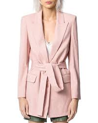 ZADIG & VOLTAIRE Vita Jacquard Belted Blazer In Pink