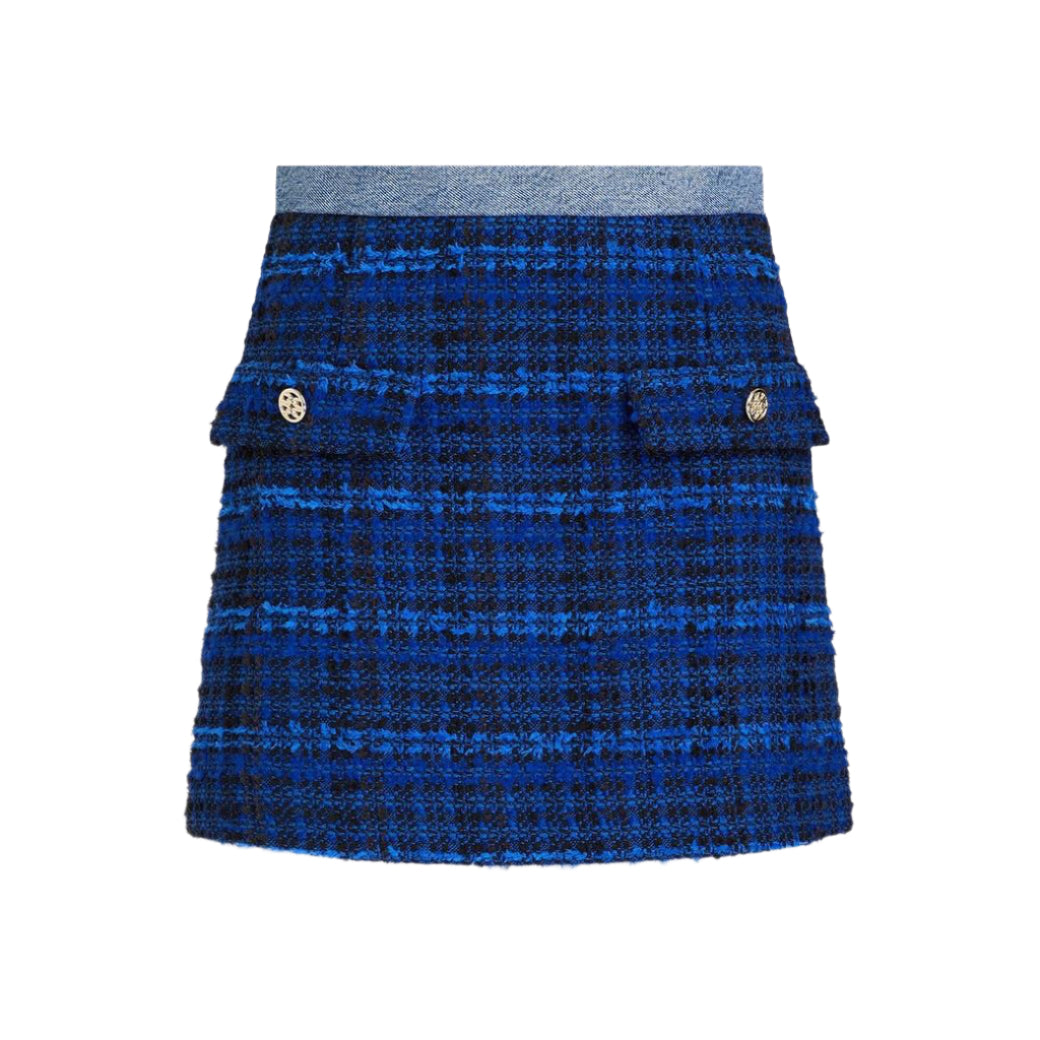 Sandro blue tweed mini skirt